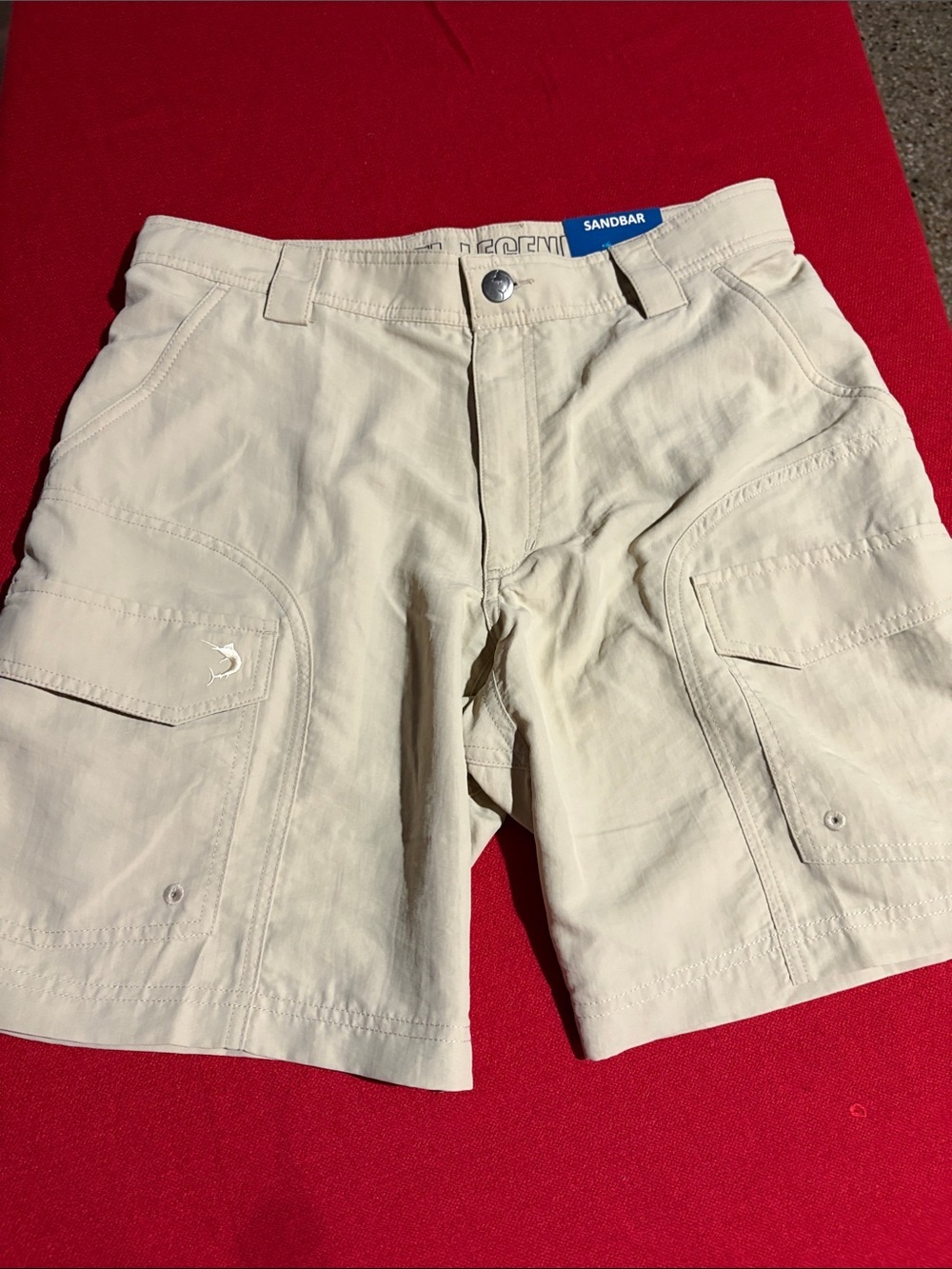 Reel Legends Mens Shorts 32Bermuda Cargo Nylon Beige 8" Outdoors Hiking Fishing